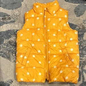 Old Navy Yellow Puffer Vest with White Dots